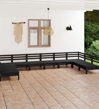 10-tlg. Garten-Lounge-Set Schwarz Massivholz Kiefer