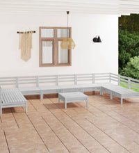 11-tlg. Garten-Lounge-Set Weiß Massivholz Kiefer