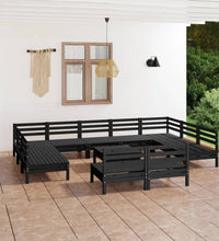 12-tlg. Garten-Lounge-Set Schwarz Massivholz Kiefer