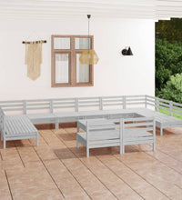 13-tlg. Garten-Lounge-Set Weiß Massivholz Kiefer