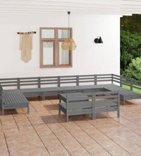 13-tlg. Garten-Lounge-Set Grau Massivholz Kiefer