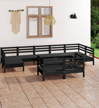 10-tlg. Garten-Lounge-Set Schwarz Massivholz Kiefer