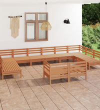 12-tlg. Garten-Lounge-Set Honigbraun Massivholz Kiefer