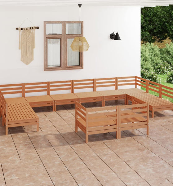 12-tlg. Garten-Lounge-Set Honigbraun Massivholz Kiefer