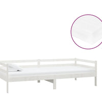 Tagesbett mit Matratze 90x200 cm Weiß Kiefer Massivholz