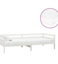 Tagesbett mit Matratze 90x200 cm Weiß Kiefer Massivholz