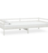Tagesbett mit Matratze 90x200 cm Weiß Kiefer Massivholz