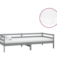 Tagesbett mit Matratze 90x200 cm Grau Kiefer Massivholz