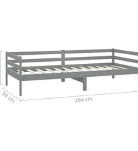 Tagesbett mit Matratze 90x200 cm Grau Kiefer Massivholz