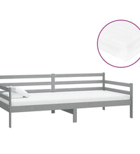 Tagesbett mit Matratze 90x200 cm Grau Kiefer Massivholz