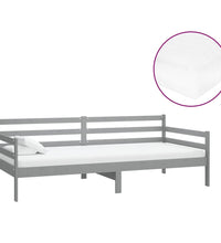 Tagesbett mit Matratze 90x200 cm Grau Kiefer Massivholz