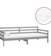 Tagesbett mit Matratze 90x200 cm Grau Kiefer Massivholz