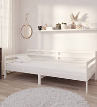 Tagesbett mit Matratze 90x200 cm Weiß Kiefer Massivholz
