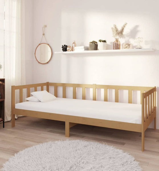 Tagesbett mit Matratze 90x200 cm Honigbraun Massivholz Kiefer