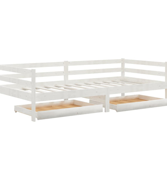 Tagesbett mit Schubladen Weiß 90x200 cm Massives Kiefernholz