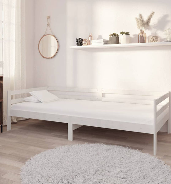 Tagesbett mit Schubladen Weiß 90x200 cm Massives Kiefernholz