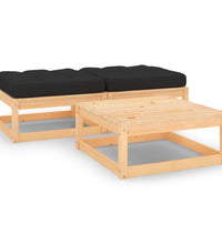 3-tlg. Garten-Lounge-Set mit Kissen Massivholz Kiefer