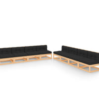 8-tlg. Garten-Lounge-Set mit Kissen Massivholz Kiefer