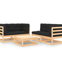 5-tlg. Garten-Lounge-Set mit Kissen Massivholz Kiefer