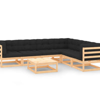 7-tlg. Garten-Lounge-Set mit Kissen Massivholz Kiefer