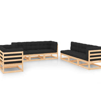 8-tlg. Garten-Lounge-Set mit Kissen Massivholz Kiefer