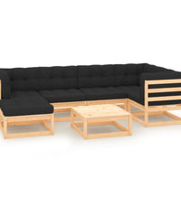 7-tlg. Garten-Lounge-Set mit Kissen Massivholz Kiefer