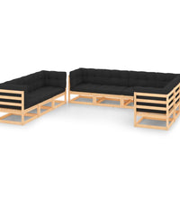 9-tlg. Garten-Lounge-Set mit Kissen Massivholz Kiefer