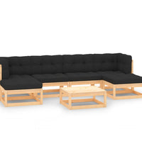 7-tlg. Garten-Lounge-Set mit Kissen Massivholz Kiefer