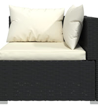 2-Sitzer-Sofa mit Kissen Schwarz Poly Rattan