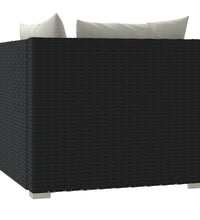2-Sitzer-Sofa mit Kissen Schwarz Poly Rattan