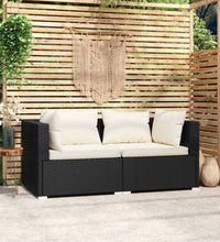 2-Sitzer-Sofa mit Kissen Schwarz Poly Rattan