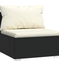 3-Sitzer-Sofa mit Kissen Schwarz Poly Rattan