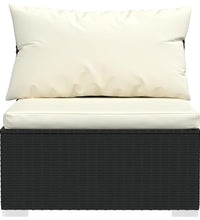 3-Sitzer-Sofa mit Kissen Schwarz Poly Rattan