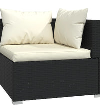 3-Sitzer-Sofa mit Kissen Schwarz Poly Rattan