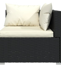 3-Sitzer-Sofa mit Kissen Schwarz Poly Rattan