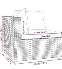 3-Sitzer-Sofa mit Kissen Schwarz Poly Rattan
