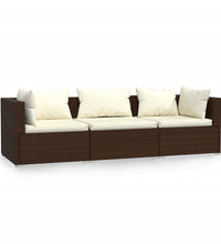 3-Sitzer-Sofa mit Kissen Braun Poly Rattan