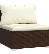 3-Sitzer-Sofa mit Kissen Braun Poly Rattan
