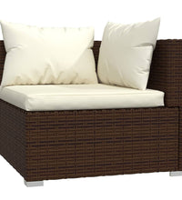 3-Sitzer-Sofa mit Kissen Braun Poly Rattan