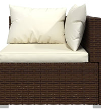 3-Sitzer-Sofa mit Kissen Braun Poly Rattan