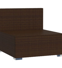 Garten-Mittelsofa mit Kissen Braun Poly Rattan