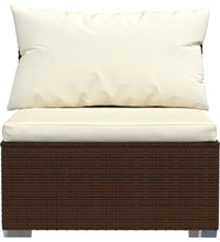 Garten-Mittelsofa mit Kissen Braun Poly Rattan
