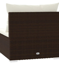 Garten-Mittelsofa mit Kissen Braun Poly Rattan