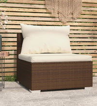 Garten-Mittelsofa mit Kissen Braun Poly Rattan