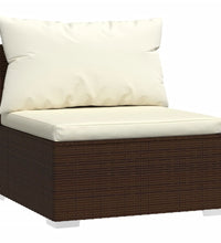 3-Sitzer-Sofa mit Kissen Braun Poly Rattan