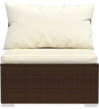 3-Sitzer-Sofa mit Kissen Braun Poly Rattan