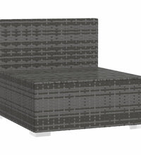 Garten-Mittelsofa mit Kissen Grau Poly Rattan