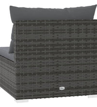 Garten-Mittelsofa mit Kissen Grau Poly Rattan