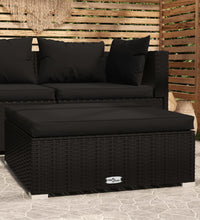 Gartenhocker mit Kissen Schwarz 70x70x30 cm Poly Rattan