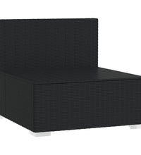 Garten-Mittelsofa mit Kissen Schwarz Poly Rattan